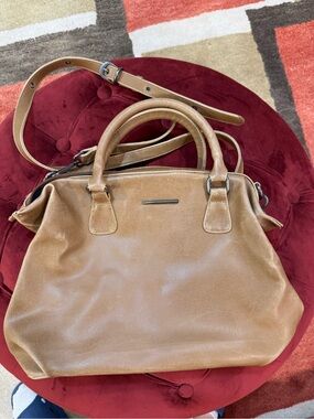 Matt & Nat Camel Vegan Leather Satchel — 15” x 10” x 3”